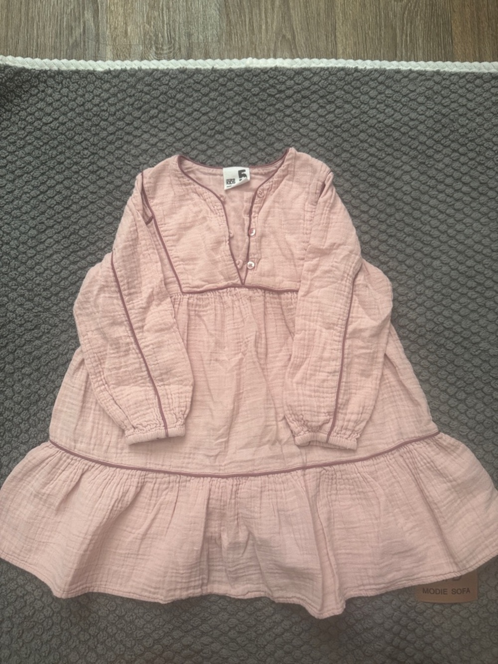 Kids' Long Sleeve Pink Cotton Dress